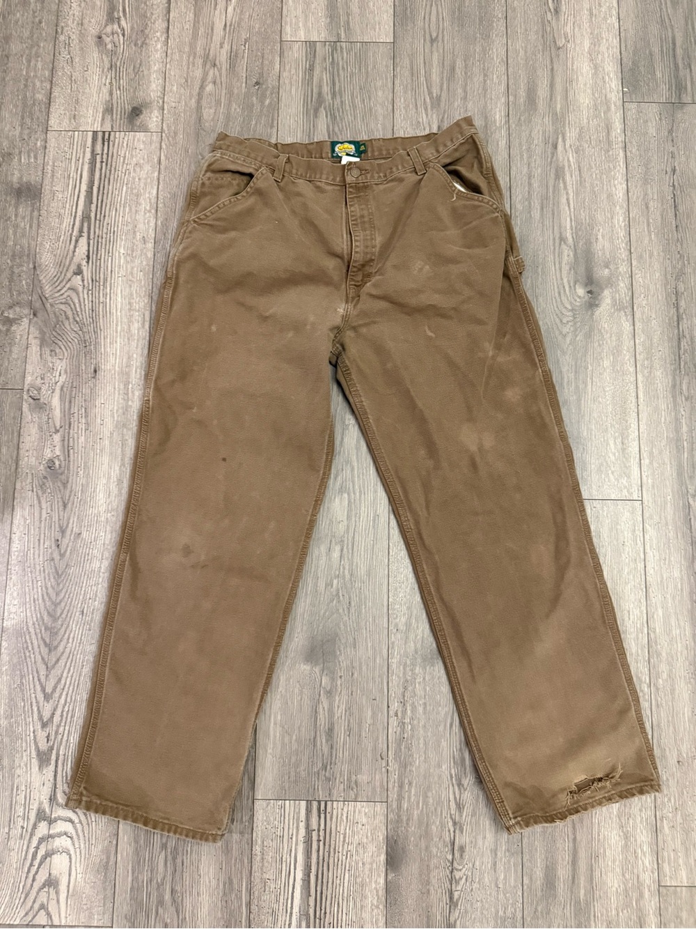 Cabela’s Brown Outdoor Gear Canvas Carpenter Workwear Men’s 38x30 Pants **Stains